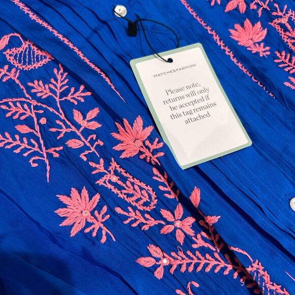 Juliet Dunn silk blouson dress in Royal blue/ candy NWT - Picture 3 of 6